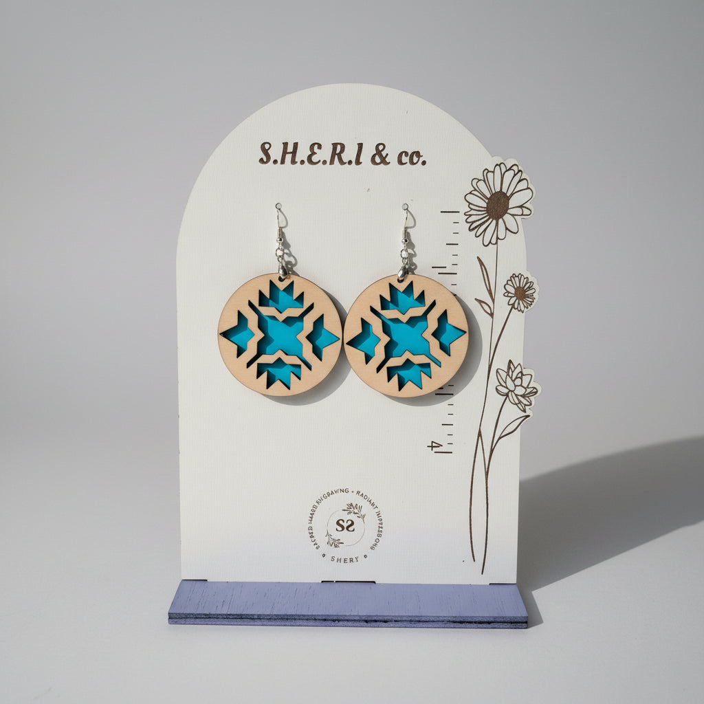 Aztec Mosaic Earrings | Handcrafted Birch Wood