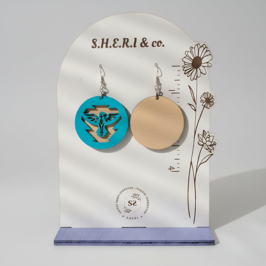 Aztec Eagle Earrings | Handcrafted Birch Wood