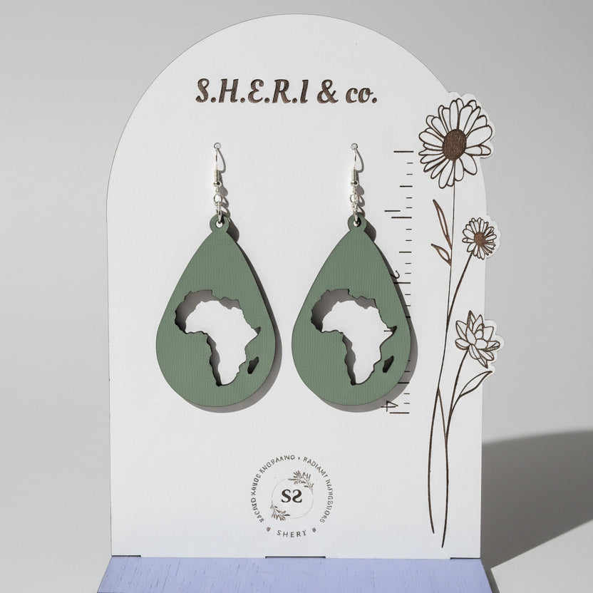 Africa Teardrop Earrings | Handcrafted Birch Wood