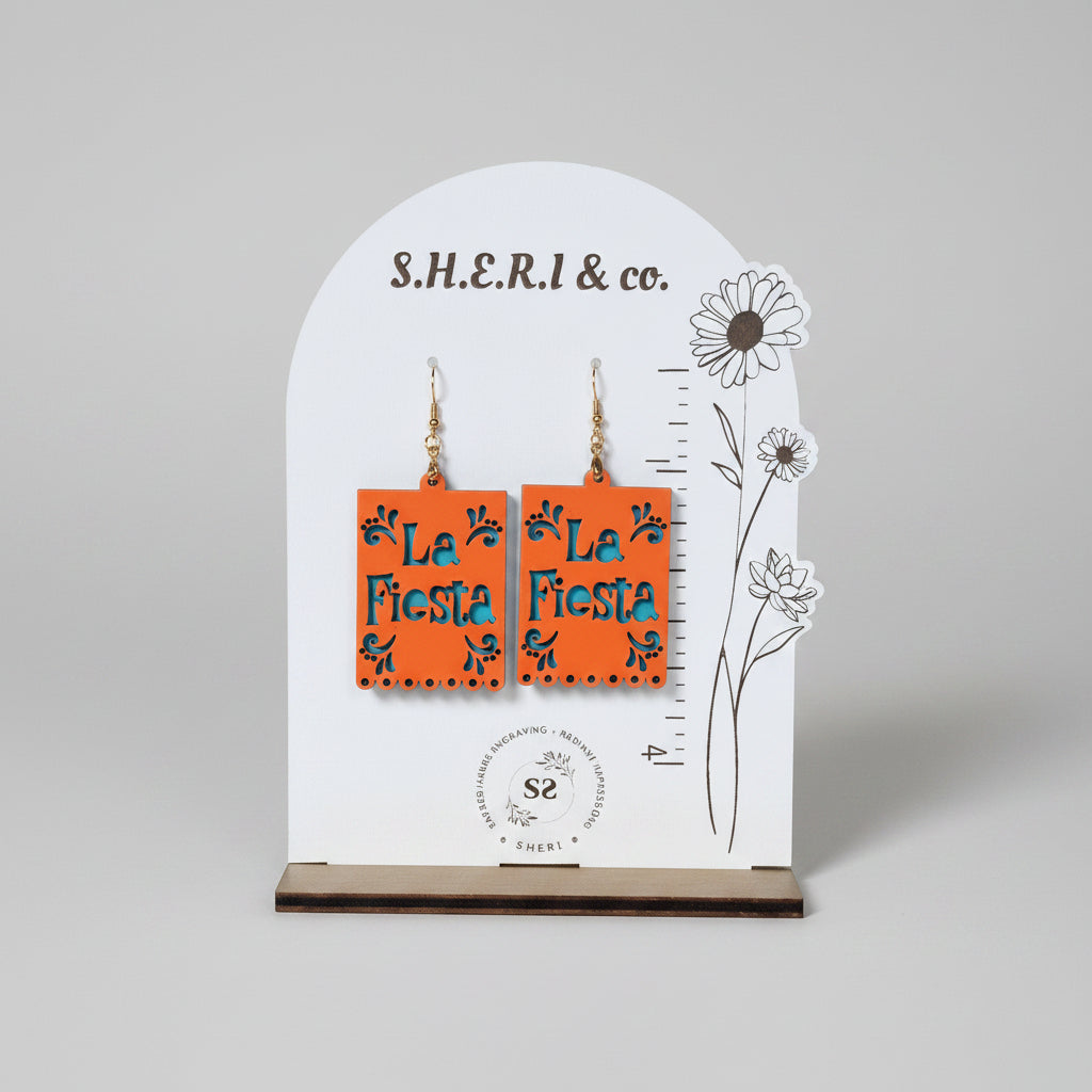 La Fiesta Floral Picado Earrings | Handcrafted Birch Wood