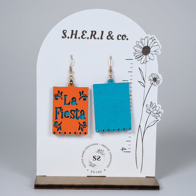La Fiesta Floral Picado Earrings | Handcrafted Birch Wood