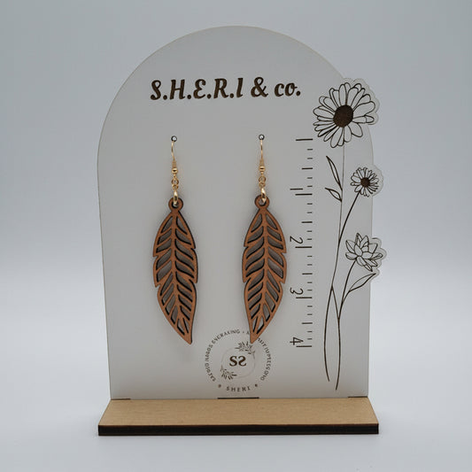 Cherry Wood Leaf Earrings | Handcrafted Wood
