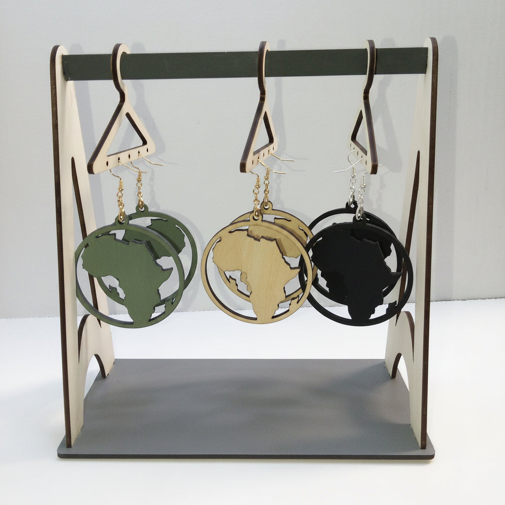 Africa Silhouette Circle Earrings | Handcrafted Birch Wood
