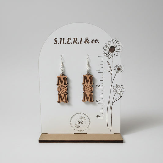 Volleyball Mom Earrings | Handcrafted Birch Wood