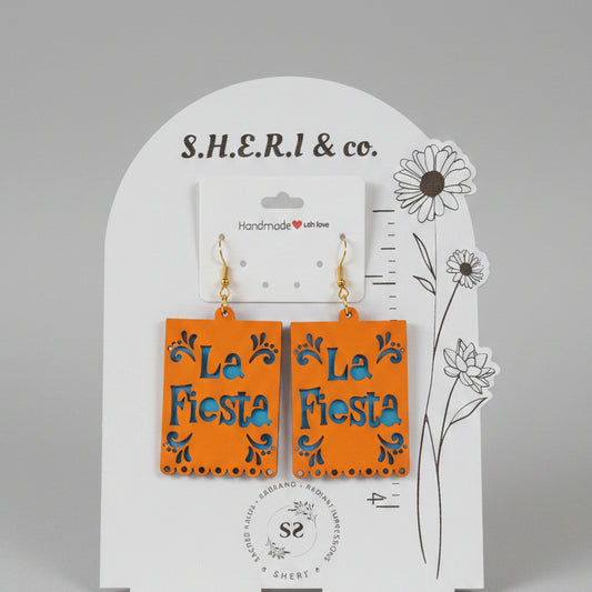 La Fiesta Floral Picado Earrings | Handcrafted Birch Wood