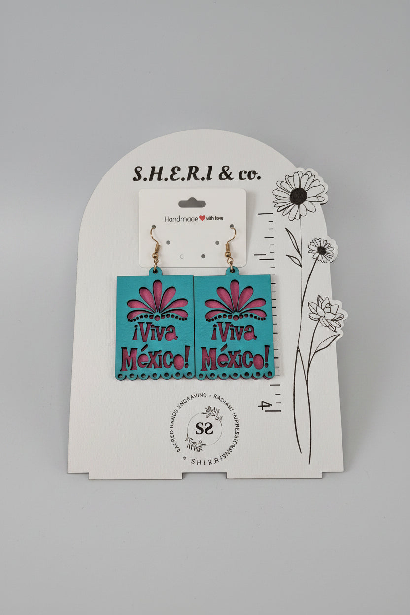 Viva México Picado Earrings | Handcrafted Birch Wood