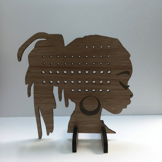 Locs Lady Earring Stand – Laser-Cut Wood