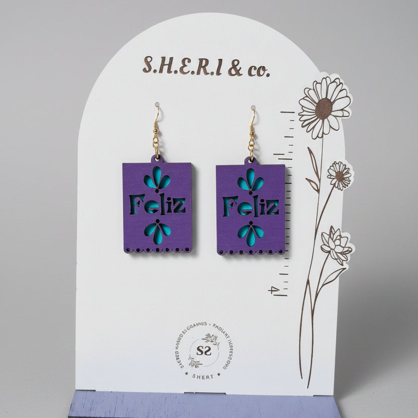 Feliz Bloom Earrings | Handcrafted Birch Wood