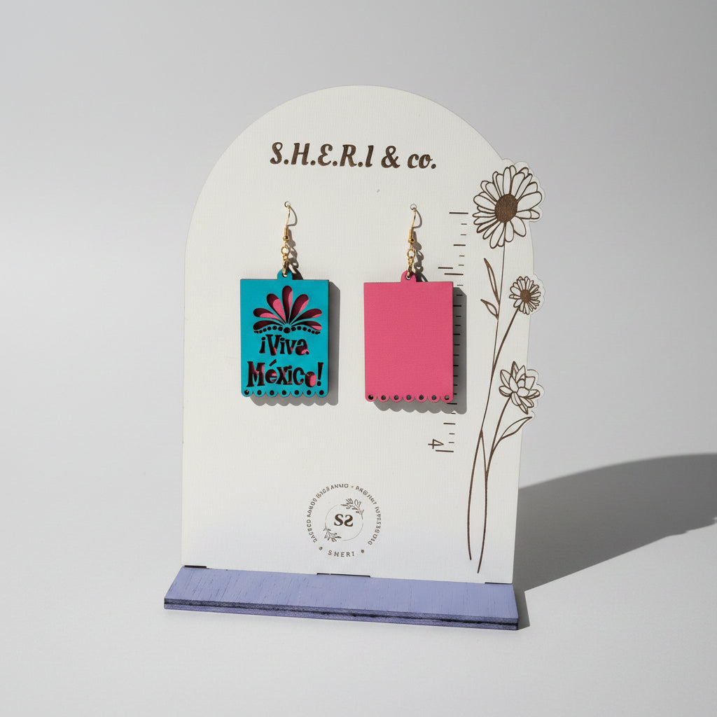 Viva México Picado Earrings | Handcrafted Birch Wood