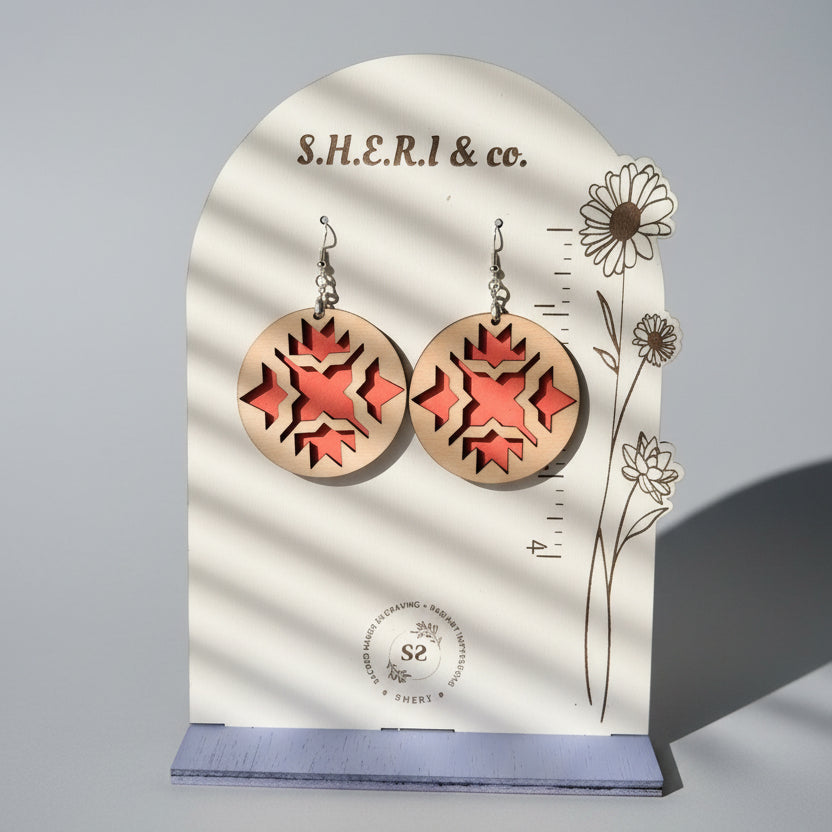 Aztec Mosaic Earrings | Handcrafted Birch Wood