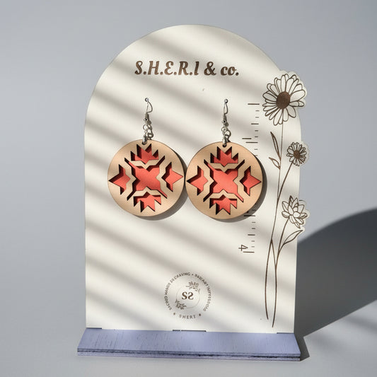 Aztec Mosaic Earrings | Handcrafted Birch Wood