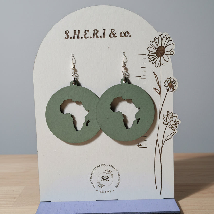 Africa Cut-Out Circle Earrings | Handcrafted Birch Wood