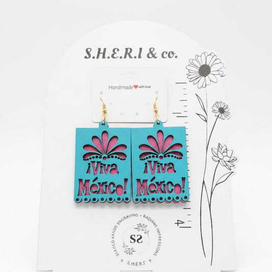 Viva México Picado Earrings | Handcrafted Birch Wood
